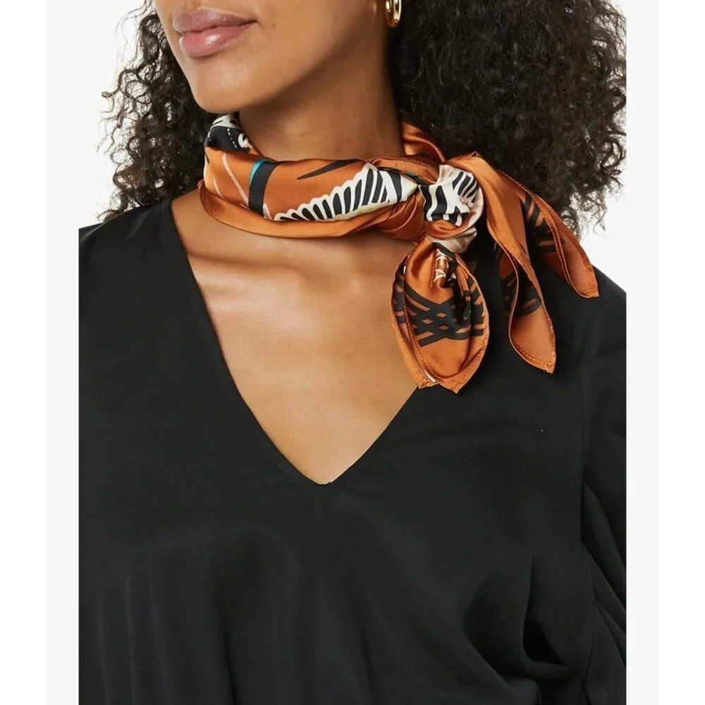 TEREA Women's Standard Aniyah Crane Print Silky Scarf multiple ways to wear NWT